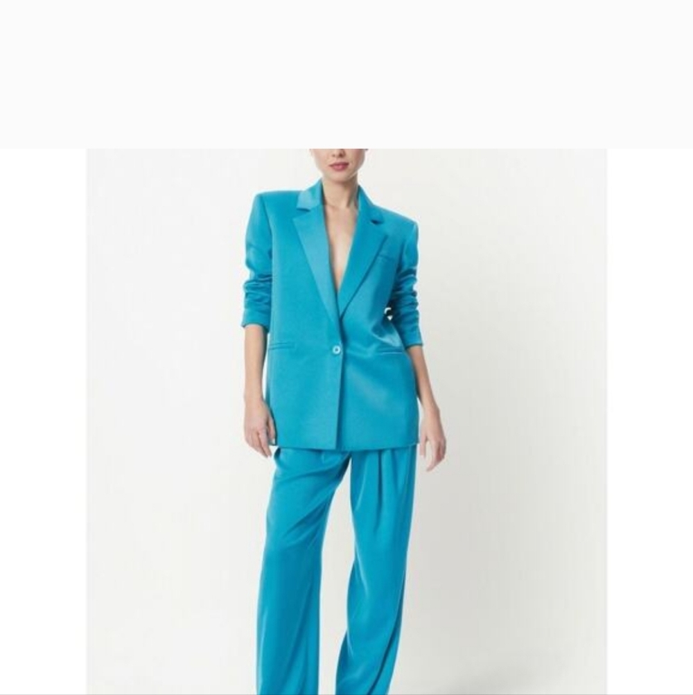 NWT Alice + Olivia Blue Blazer Sz 8 Color Ocean Floor - Picture 3 of 12